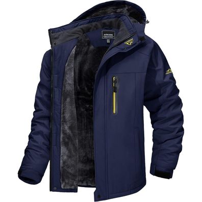 Magcomsen Herren Winter Fleecejacke - Warm, Winddicht, Wasserdicht, Abnehmbare