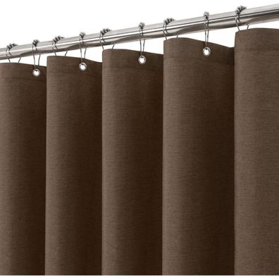 Vanzavanzu Duschvorhang Leinenoptik 152x214cm Braun mit 10 Metallhaken
