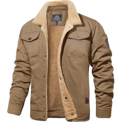 Magcomsen Herren Fleece Winterjacke Outdoor Cargo Fliegerjacke Militär
