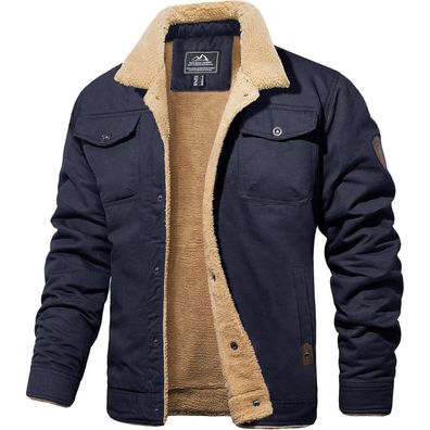 Magcomsen Herren Fleece Winterjacke Outdoor Cargo Fliegerjacke Militär