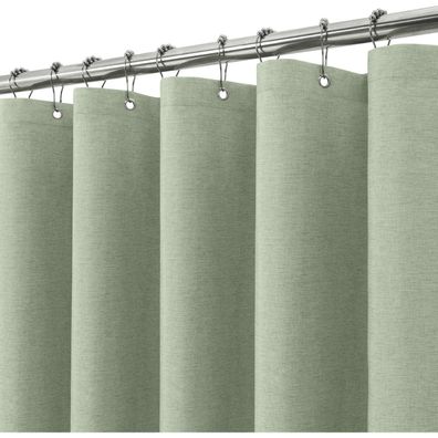 Vanzavanzu Duschvorhang Leinen 275x182cm Salbeigrün - Wasserdicht mit