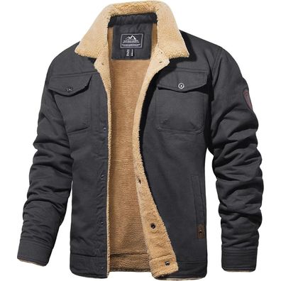 Magcomsen Herren Fleece Winterjacke Outdoor Cargo Fliegerjacke Militär