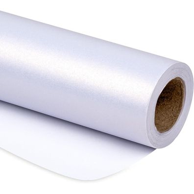 Ruspepa Weißes Mattes Geschenkpapier, Perlmuttfarben, 43,2 cm x 10 m