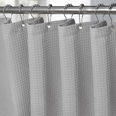 Vanzavanzu Waffel Duschvorhang aus Textil, wasserdicht, mit Metallringen