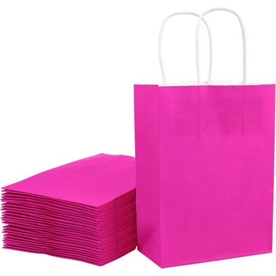 Loveinside 25er Set Rosa Kraftpapier Geschenktüten mit Griffen, 33 x 25,4 x