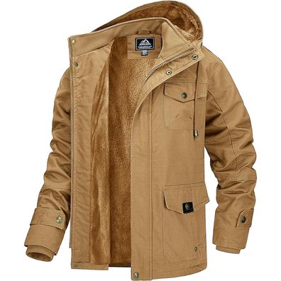 Magcomsen Herren Winterjacke Warm Gefüttert Fleece Winterparka Winddicht