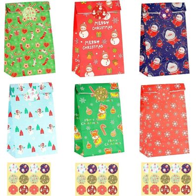 Chepula Papiertüten Weihnachten, 48 Stück Klein Bunt, Kraft Papier Weihnachts