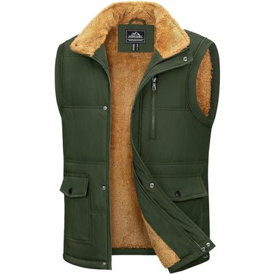 Magcomsen Herren Gefütterte Weste Ärmellos Warme Fleeceweste für Outdoor