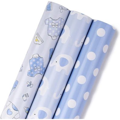 Ruspepa Geschenkpapierrolle Mini-Rolle Baby Boy Design - 43,2 cm x 3,05 m