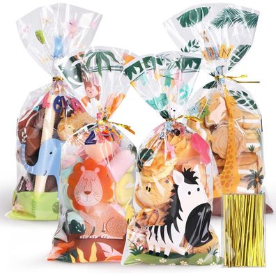 Bigqin 100 Stück Zellophantüten 27x12,5 cm Transparent mit 120 Twist Krawatten