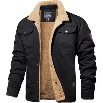 Magcomsen Herren Fleece Winterjacke Outdoor Cargo Fliegerjacke Militär