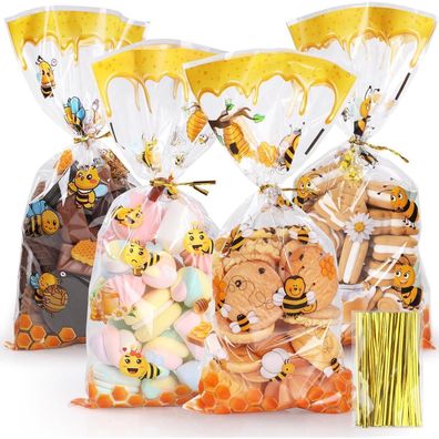 Bigqin 100 Stück Zellophantüten Geburtstag, 27x12,5 cm Süßigkeiten Tüten