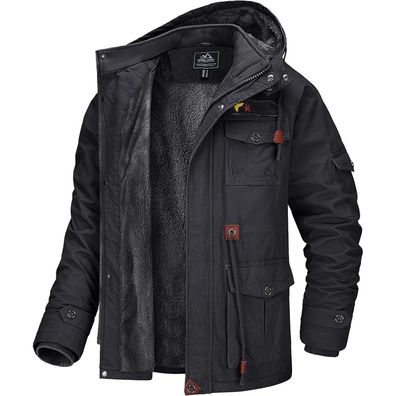 Magcomsen Herren Winterjacke Warm Gefüttert Fleece Winterparka Winddicht mit