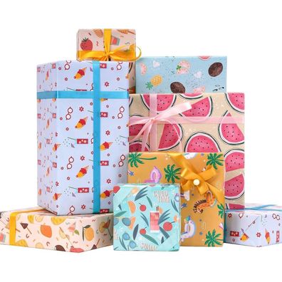 Larcenciel Geschenkpapier Set mit Sommer Obst Design, 6 Blatt (70x50 cm)