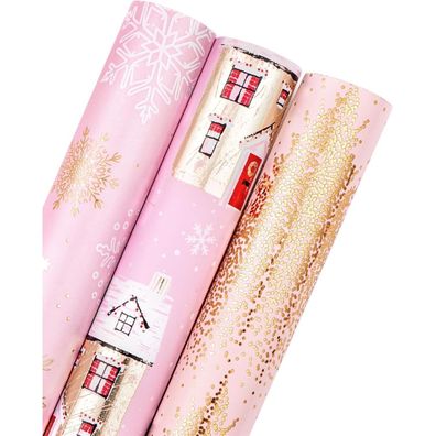 Ruspepa Weihnachts-Geschenkpapierrolle Mini-Rolle, 3 Rollen, 43,2 cm x 3 m