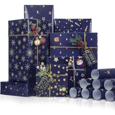 Larcenciel Geschenkpapier Set mit Aufklebern und Packseil, 8 Designs