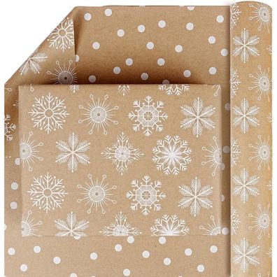 MAMUNU Doppelseitiges Geschenkpapier Weihnachten Rolle, Braun recycelbar mit