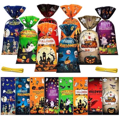 BBLIKE Halloween Cellophantüten mit Twist Krawatten, 120 Stück für Süßigkeiten