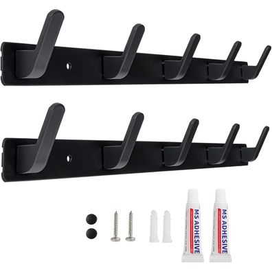 Sevenpers Garderobenhakenleiste aus Aluminium, 10 Haken, Schwarz - Wand- und