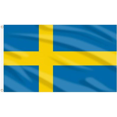 AhfuLife Schweden Flagge 90 x 150 cm, 2 Stück, Leuchtende Farben mit
