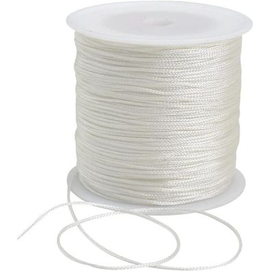Toniful 1mm x 91m Weiße Nylonschnur Satinschnur für Schmuckherstellung