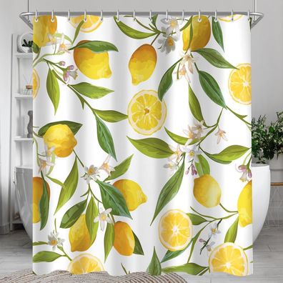 Lerores Duschvorhang 120x200cm Zitrone Blatt - Wasserabweisend, Antischimmel
