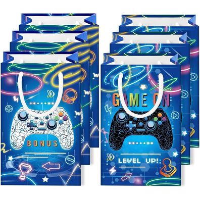 Wernnsai 16er Gaming Partytüten mit Griffen für Kindergeburtstag, Mottoparty