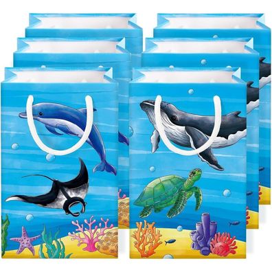 Wernnsai Ozean Geschenktüten, 16er Pack, mit Griff, für Ozean Themen