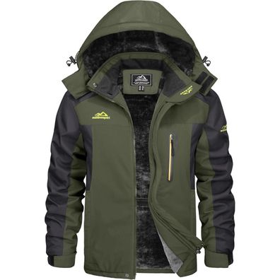 Kefitevd Herren Winterjacke Armeegrün - Wasserdicht, warm gefüttert, abnehmbare