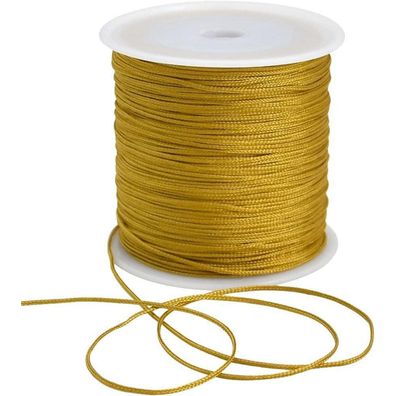 Toniful 1mm x 100 Yards Gold Nylon Satin Schnur für Armband Schmuckherstellung