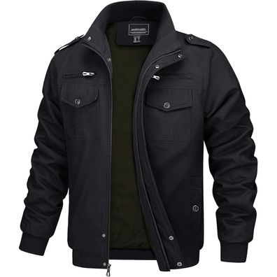 Magcomsen Herren Übergangsjacke Stehkragen Cargo Militär Outdoor Winddichte