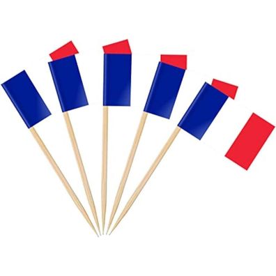 AhfuLife 100 Stück Frankreich Zahnstocher Flaggen - Mini Fahnen für Cocktails