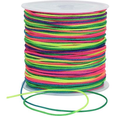 Toniful 70m Regenbogen Nylonschnur 1mm für Schmuckherstellung, Makramee