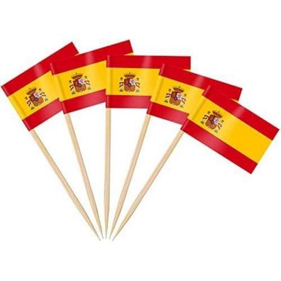 AhfuLife 100 Stück Spanien Zahnstocher Flaggen für Cupcakes, Cocktails