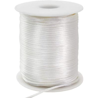 Toniful 2mm x 110m cremeweiße Nylonschnur Satinschnur für Schmuckherstellung