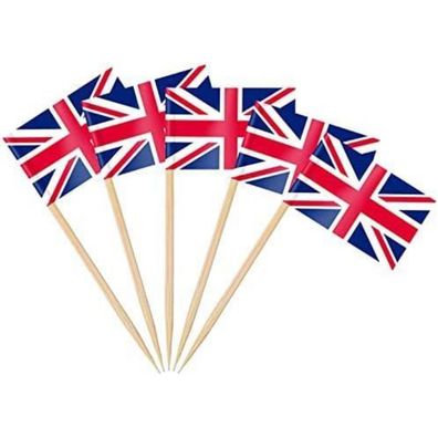 AhfuLife 100 Stück Union Jack Zahnstocher Flaggen für Partys, UK Deko