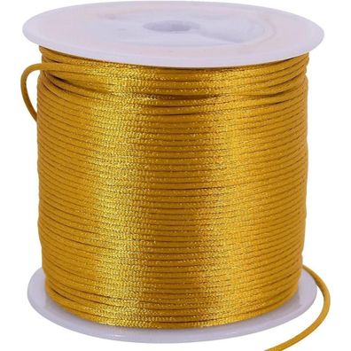 Toniful 1,5mm x 45m Nylonschnur Gold - Satinschnur für Schmuckherstellung