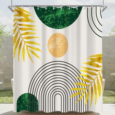 Lerores Duschvorhang 180x160 cm Dunkelgrün Blätter Linie, Wasserabweisend