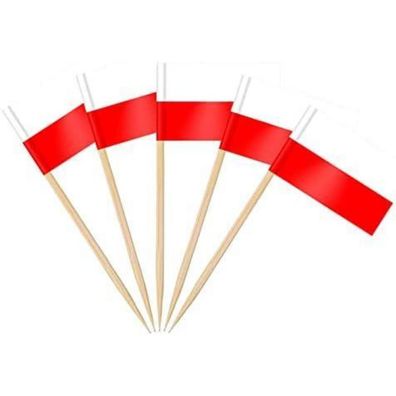 AhfuLife 100 Stück Polen Zahnstocher Flaggen - Mini Fahnen für Cocktails