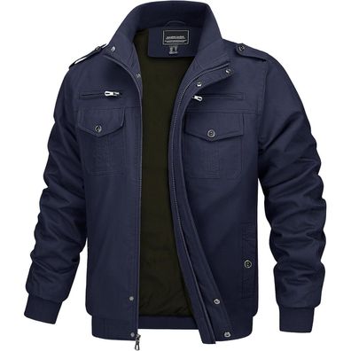Magcomsen Übergangsjacke Herren Stehkragen Cargo Militär Outdoorjacke Winddicht