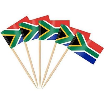 AhfuLife 200 Stück Südafrika Zahnstocher Flaggen, Mini Fahnen für Cupcakes
