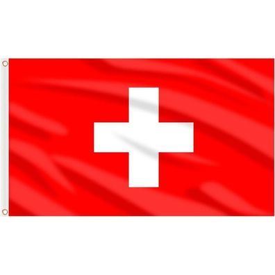 AhfuLife Schweizer Flagge 90 x 150 cm, 2 Stück, mit Messing-Ösen, für Fußball
