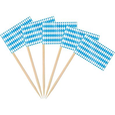 AhfuLife 100 Stück Bayern Oktoberfest Zahnstocher Flaggen für Deko, Sandwiches