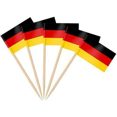 AhfuLife 200 Stück Deutschland Zahnstocher Flaggen - Mini Fahnen für Cupcakes