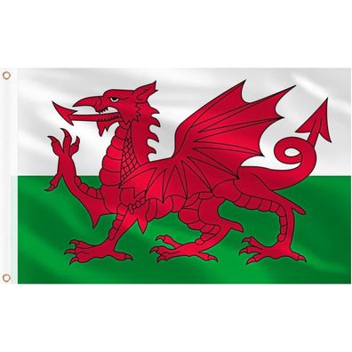 AhfuLife Wales Flagge 150 x 90 cm, Große Walisische Nationalflagge mit