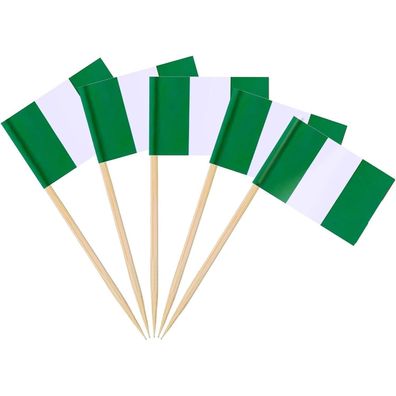AhfuLife 100 Stück Nigeria Zahnstocher Flaggen für Party Deko, Nigerianische