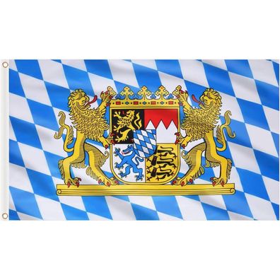 AhfuLife Bayern Flagge 150x90 cm, 4 Stück Bayrische Deko mit Messing-Ösen für