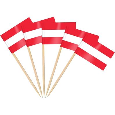 AhfuLife 200 Stück Österreich Zahnstocher Flaggen - Mini Fahnen für Cocktails