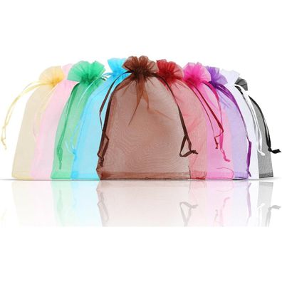 Naler 100 Organzasäckchen Bunt 10x15 cm - 10 Farben für Schmuck, Süßigkeiten