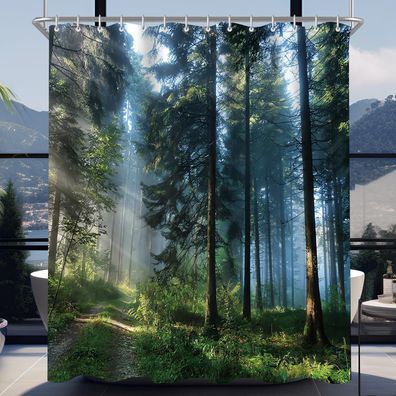 Lerores Duschvorhang 150x180cm Wald Dschungel, Wasserabweisend, Waschbar